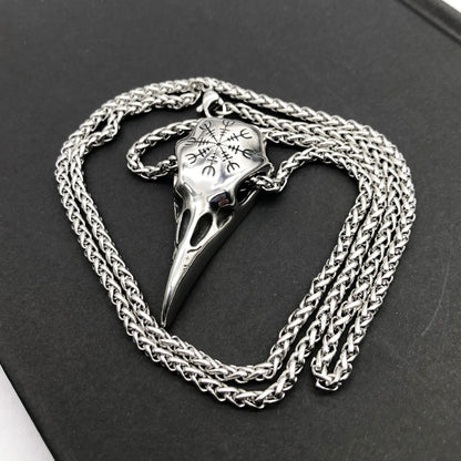 Stylish titanium steel Viking skull pendant necklace with an eagle beak design