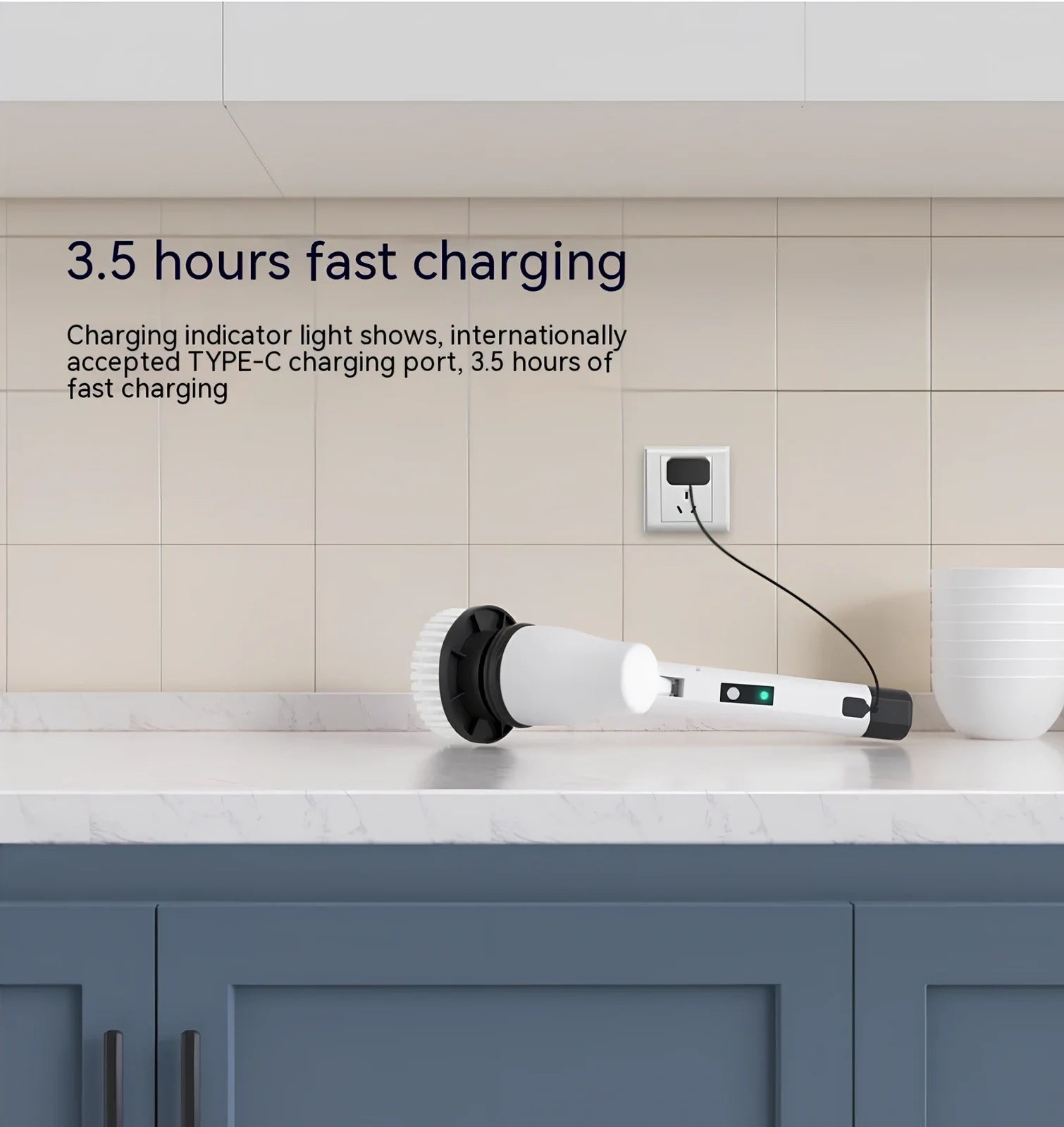 White 7-in-1 wireless electric cleaning brush with retractable 120cm handle and seven attachments for bathroom, floor, and car use