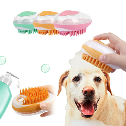 Premium 2-in-1 Pet Grooming Brush with Soft Silicone Bristles for Efficient Bathing and Detangling
