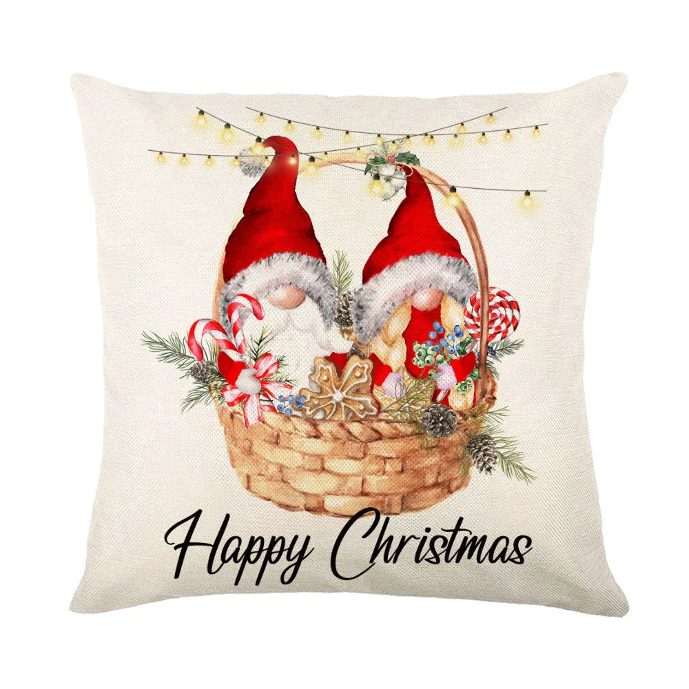 Festive throw pillow covers with various snowflake designs for Christmas home decor