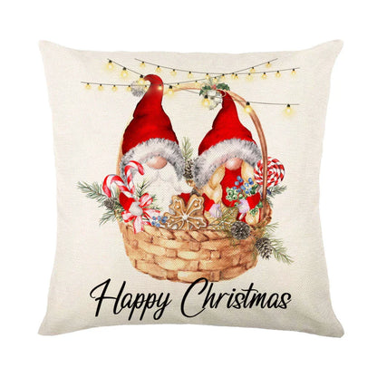 Festive throw pillow covers with various snowflake designs for Christmas home decor