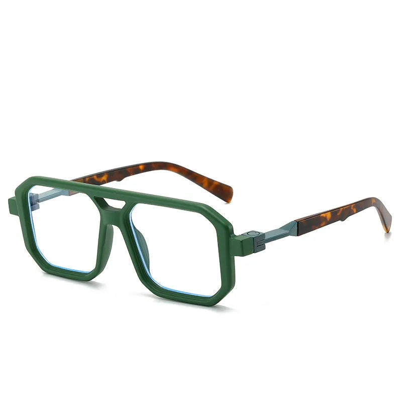 Retro double beam pilot sunglasses with metal alloy frame and polarised lenses in black with double grey piece