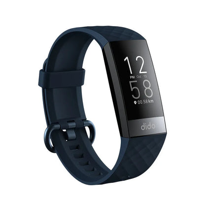 Black smart bracelet with 1.1-inch screen for health monitoring, worn on wrist