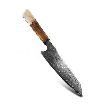 Damascus steel chef's knife for Japanese cuisine with 34.7cm blade