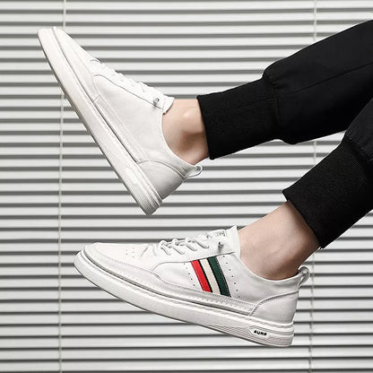 Summer breathable casual shoes with middle heel for students in white