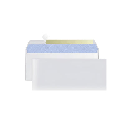 Blue anti-opening confidential envelope with self-adhesive seal measuring 105mm by 240mm