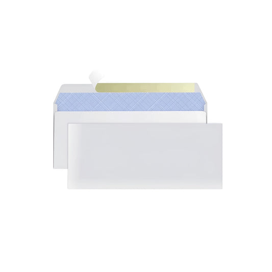 Blue anti-opening confidential envelope with self-adhesive seal measuring 105mm by 240mm