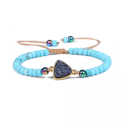Adjustable agate bead bracelet with mixed stone shapes for men and women