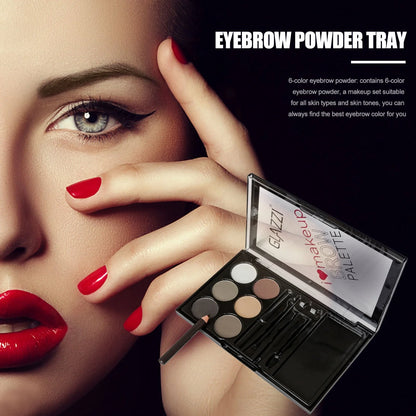 Natural Brown Eyebrow Powder Palette with brush and stencils for perfect shaping