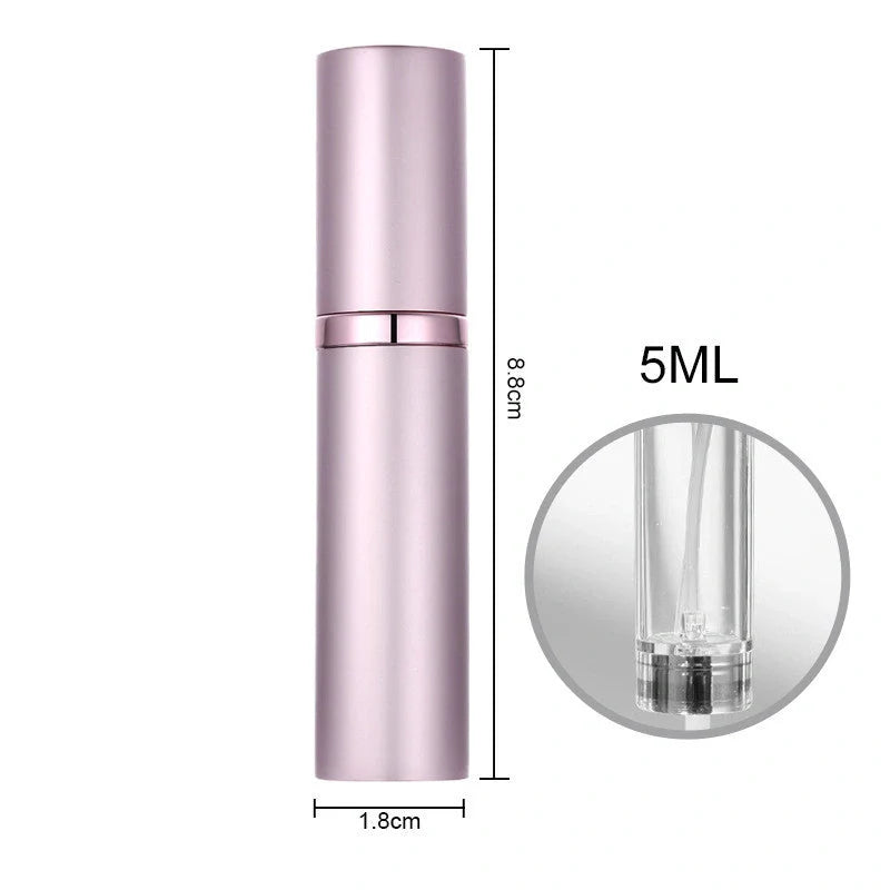 Portable perfume atomizer with compact, travel-friendly design and multiple color options