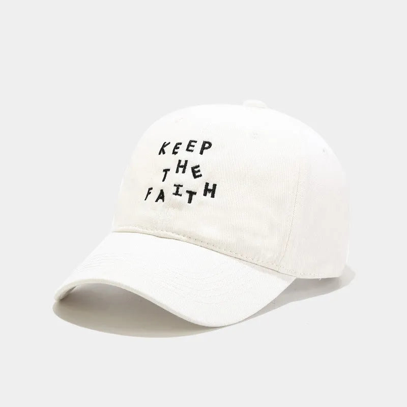 Men's cotton baseball cap with small letter embroidery in adjustable dome design