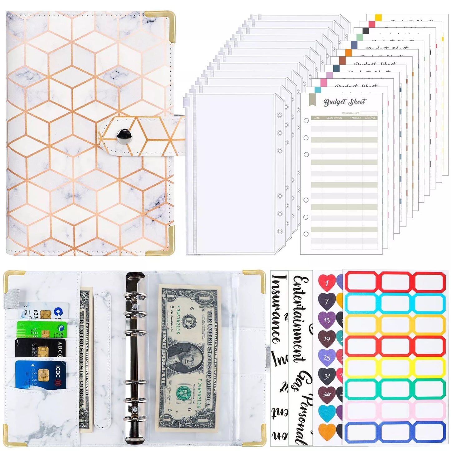 A6 loose spiral notebook with PU leather cover in various colors, featuring spiral binding and included accessories