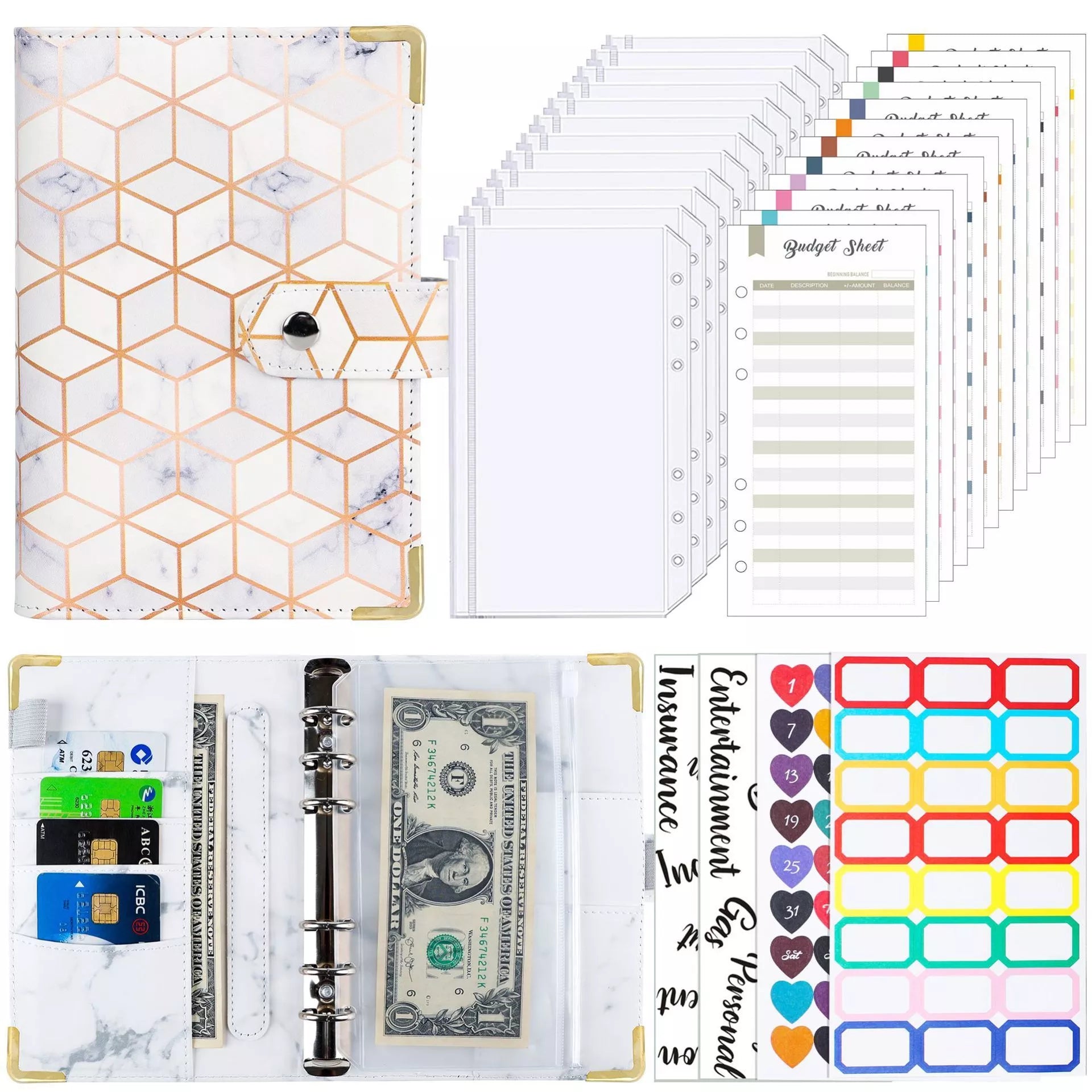 A6 loose spiral notebook with PU leather cover in various colors, featuring spiral binding and included accessories
