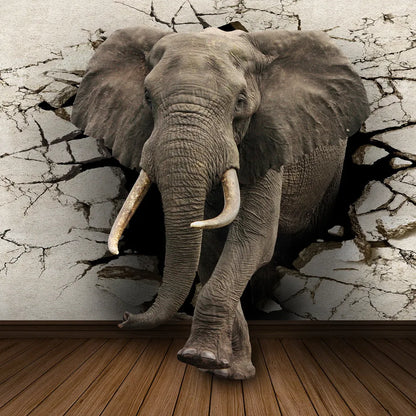Grey elephant canvas painting, oil on canvas, frameless rectangular wall art in 30x40cm or 60x80cm