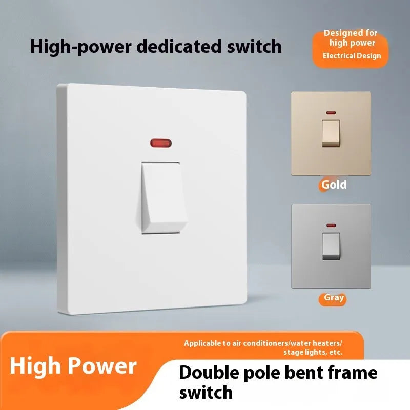 25A and 45A 3P high-power socket switches in gold, grey, or white for curved rack electrical panels