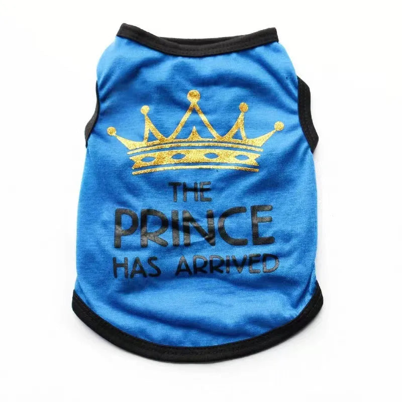 Cotton summer vest for puppies in various colours including black, grey, blue, and pink options.