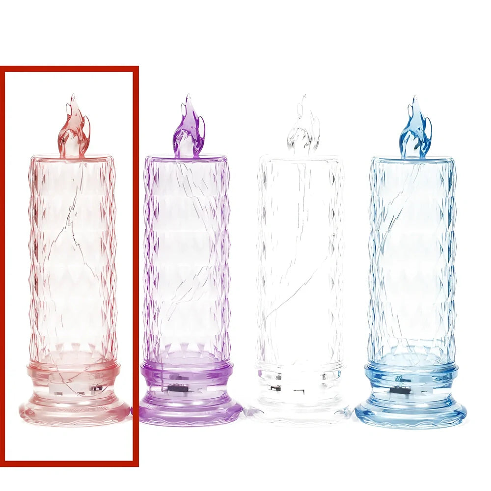 LED electronic candle light in transparent colour with diamond pattern, 15cm height