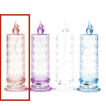 LED electronic candle light in transparent colour with diamond pattern, 15cm height