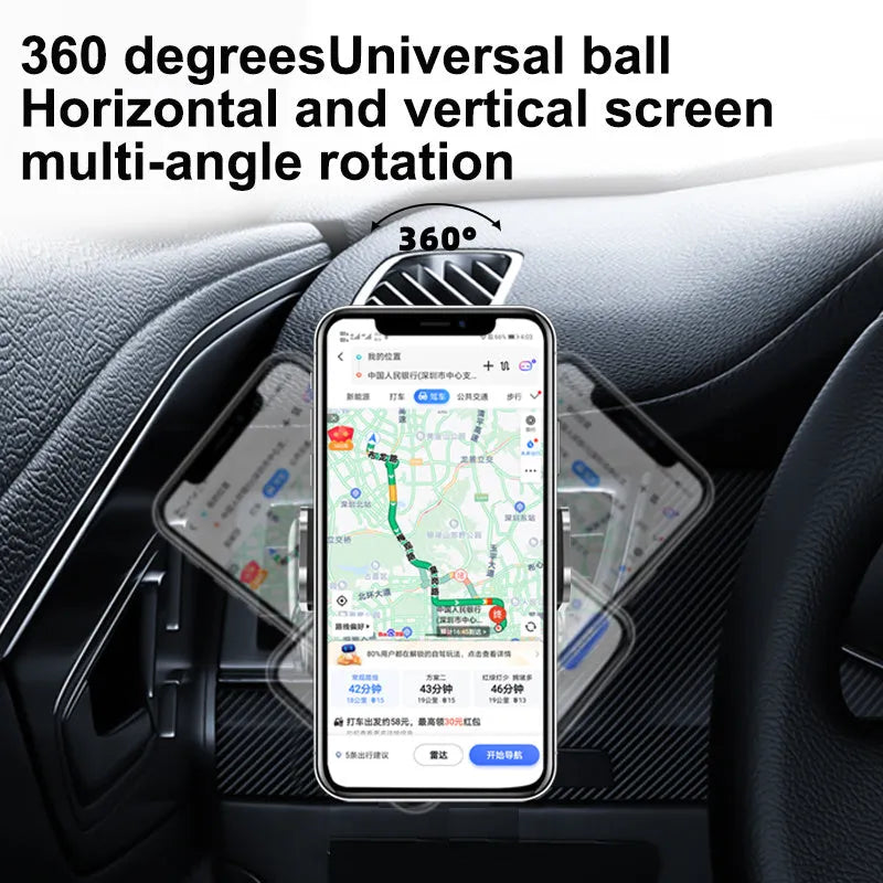 Car Electric Multifunctional Mobile Phone Holder with Touch Sensing, Type-C Input, 5V/1A, ABS PC Vacuum Plated Aluminium Parts, 77x38.9x50.8mm, Black Gold Red Silver