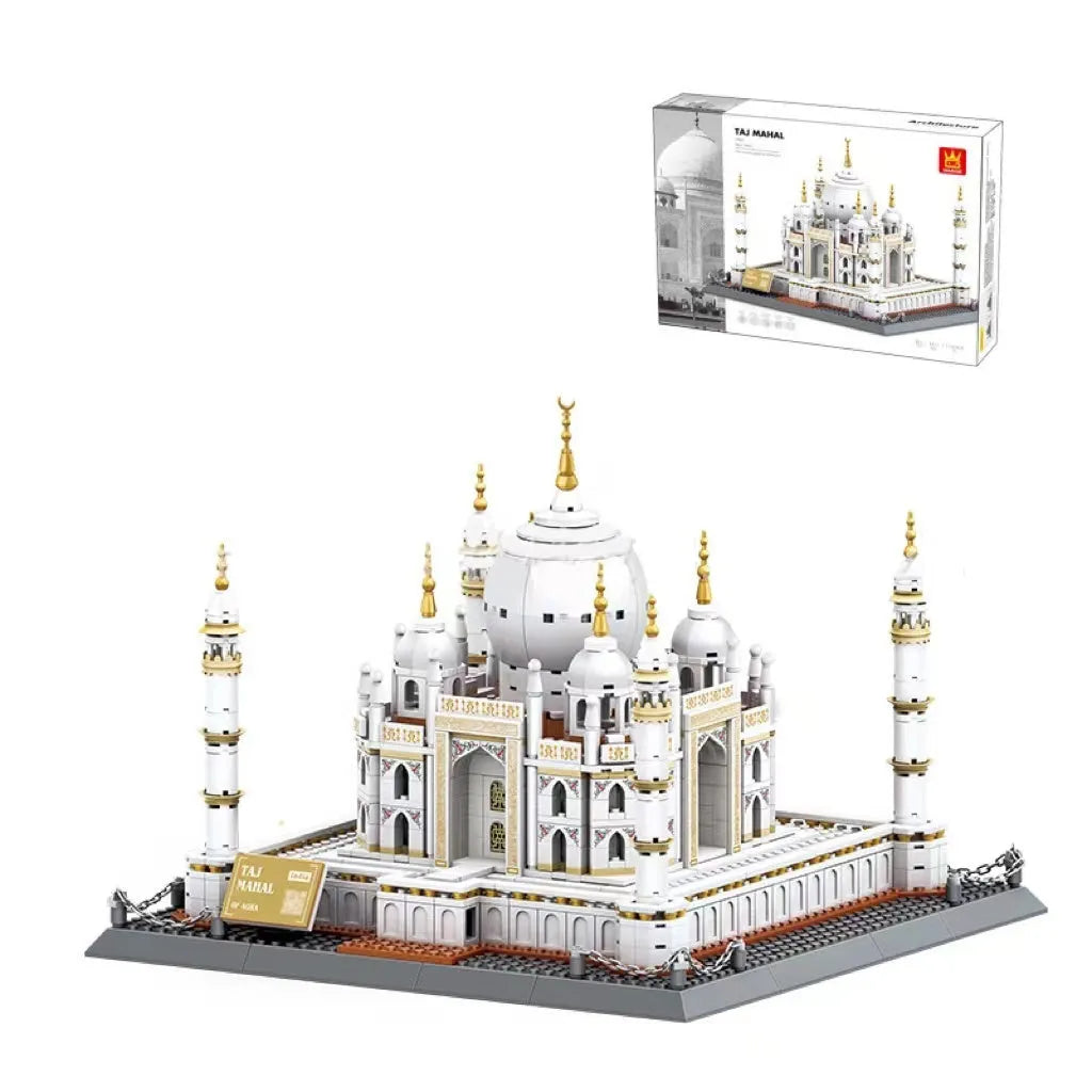 Wange building block set with 800+ ABS plastic pieces for constructing architectural landmark models