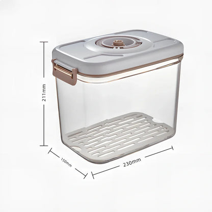Square transparent vacuum food storage container with manual pump in 1.2L to 4.6L sizes