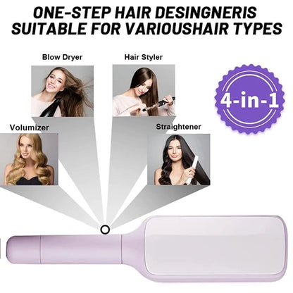 Roland Purple self-cleaning hair brush with rotating telescopic handle and anti-static bristles.