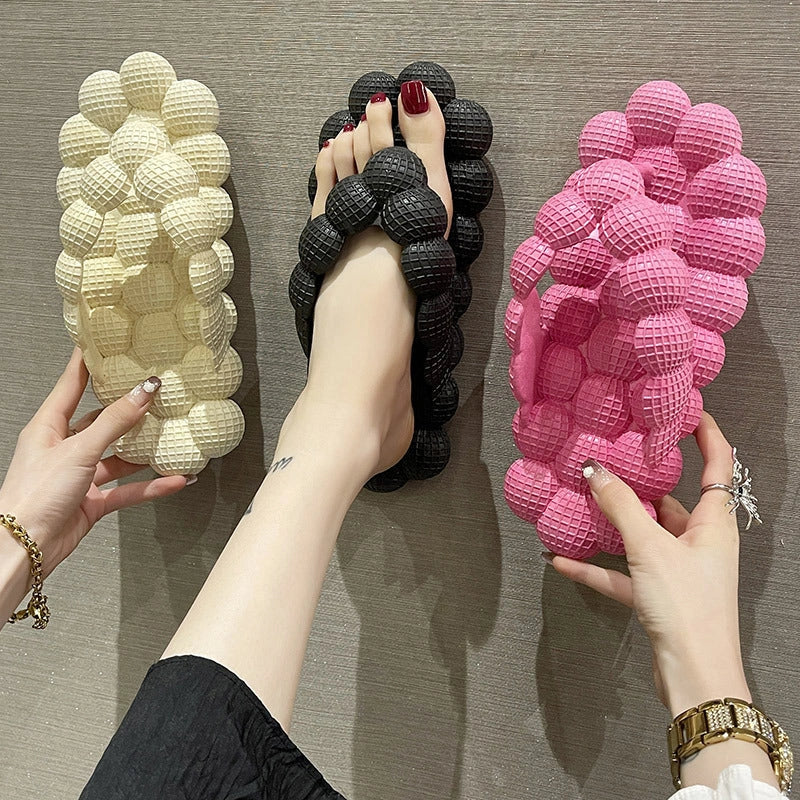 Women's PVC bubble slippers with herringbone sole in various colors