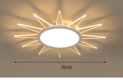 Round aluminium LED ceiling lamp with remote control for dimming, available in multiple sizes