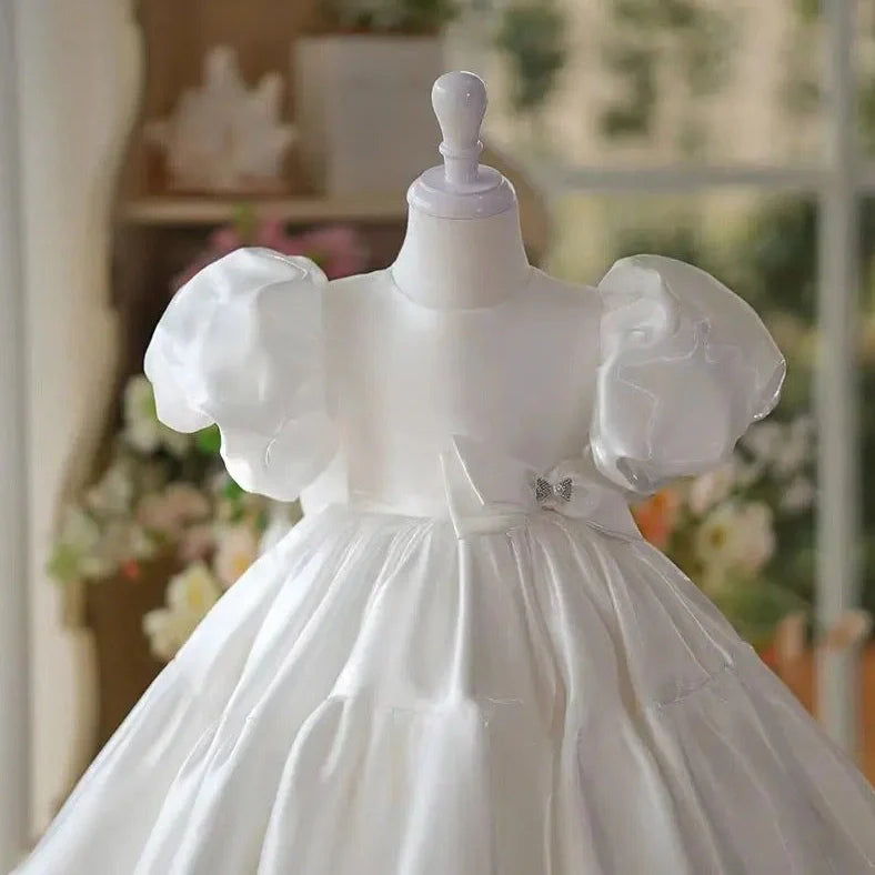 Little girl piano performance costume in acetate fibre fabric with height sizing options
