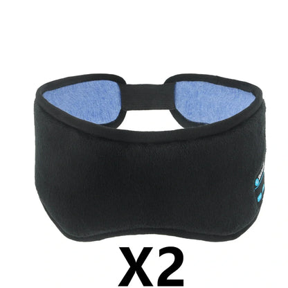 Black contoured eye mask with adjustable straps showing measurements of 20cm width and 10cm height