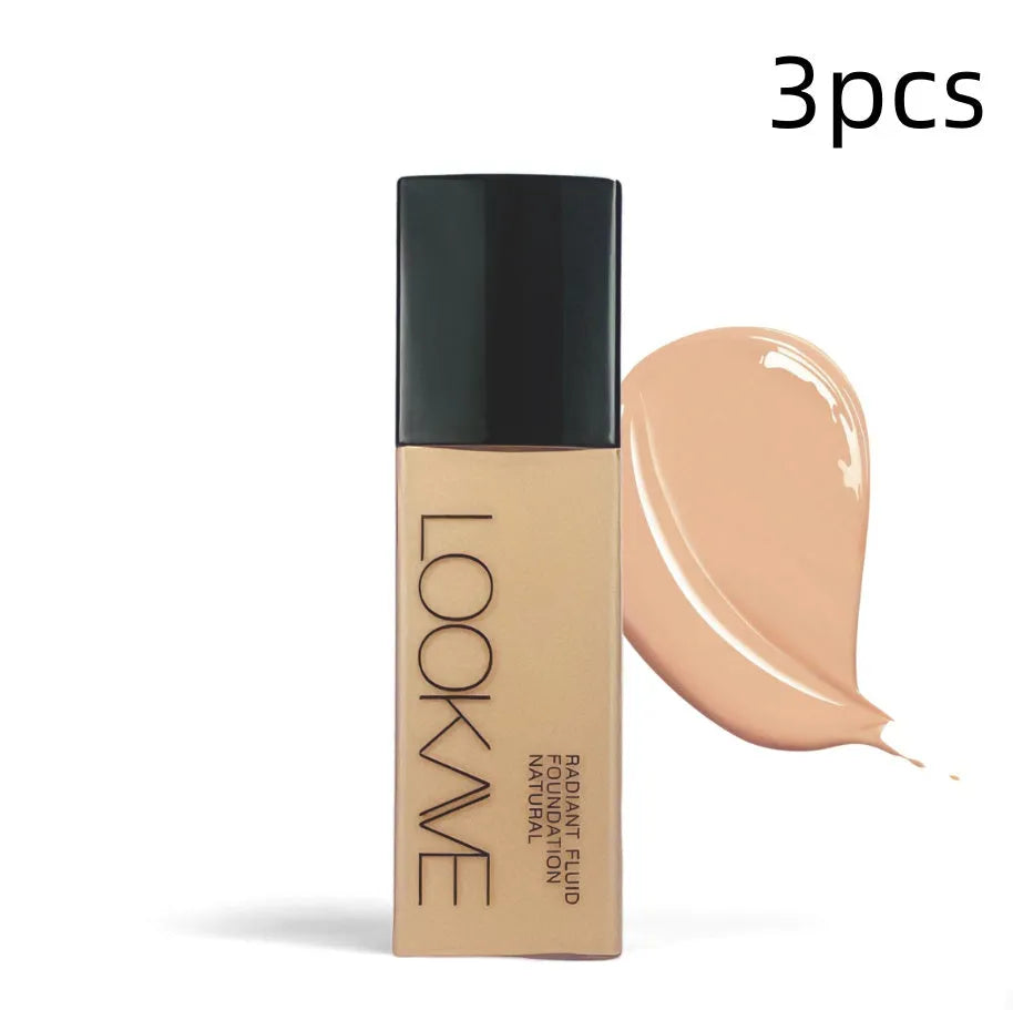 LOOKAVE Matte Liquid Foundation bottle, 21g net content, shown in ivory white shade.