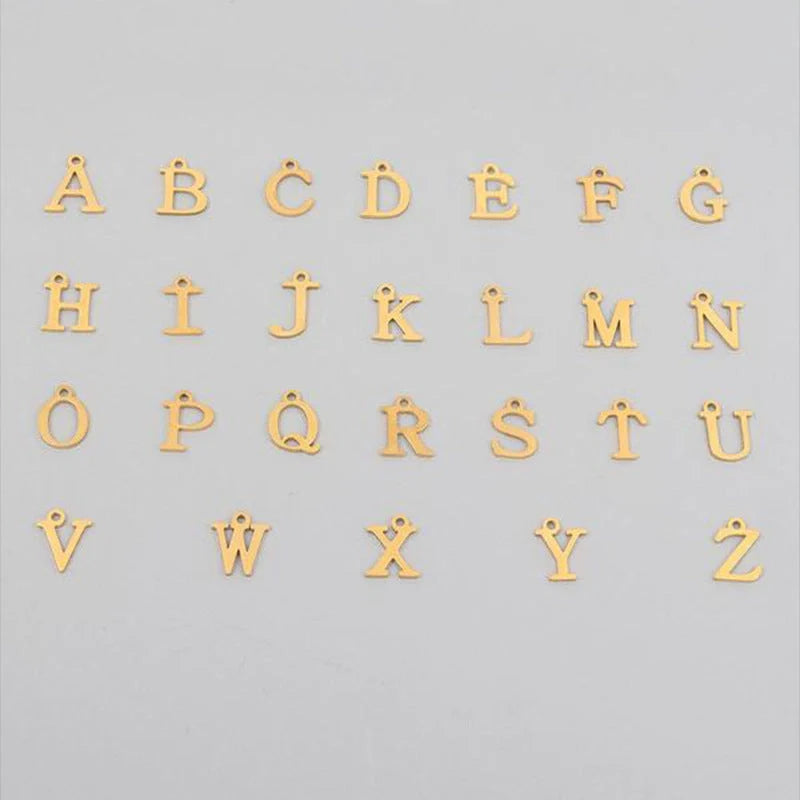 Personalized English letter necklace with stainless steel chain and imitation pearl pendant