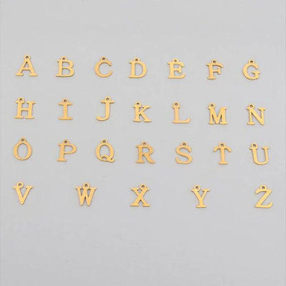 Personalized English letter necklace with stainless steel chain and imitation pearl pendant