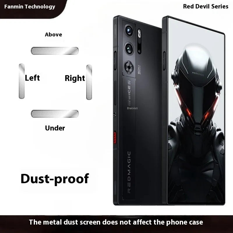 Metal dustproof net for RED MAGIC 10 Pro and 8/9 series phones, black and silver, 4 pack
