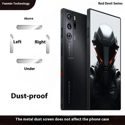 Metal dustproof net for RED MAGIC 10 Pro and 8/9 series phones, black and silver, 4 pack