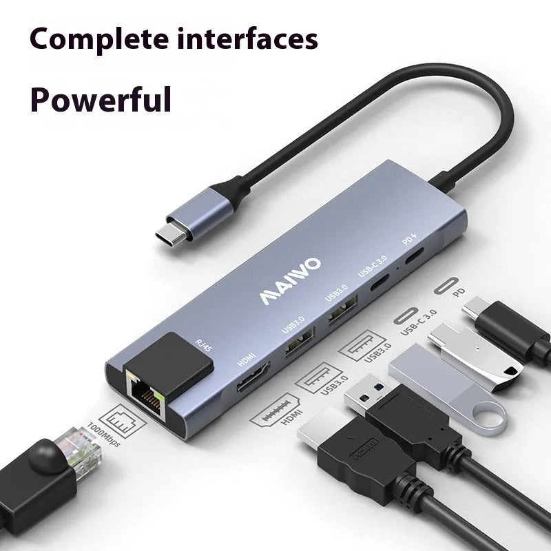 Steam Deck Six-in-one Docking Station with aluminium housing, 15cm cable, HDMI, Ethernet and USB ports