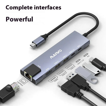 Steam Deck Six-in-one Docking Station with aluminium housing, 15cm cable, HDMI, Ethernet and USB ports