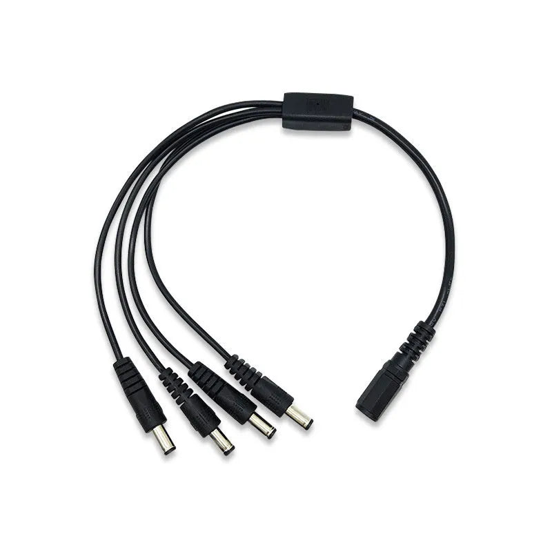 Black 0.39 metre monitoring power cord with DC 1-to-4 splitter and 5.5mm connectors