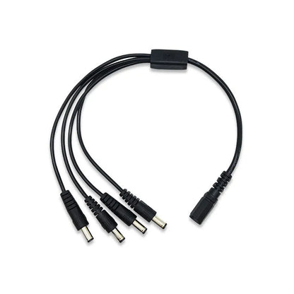 Black 0.39 metre monitoring power cord with DC 1-to-4 splitter and 5.5mm connectors