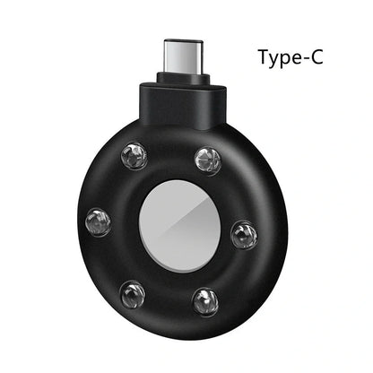 Anti-sneak camera detector with USB charging port and plastic housing in black colour option