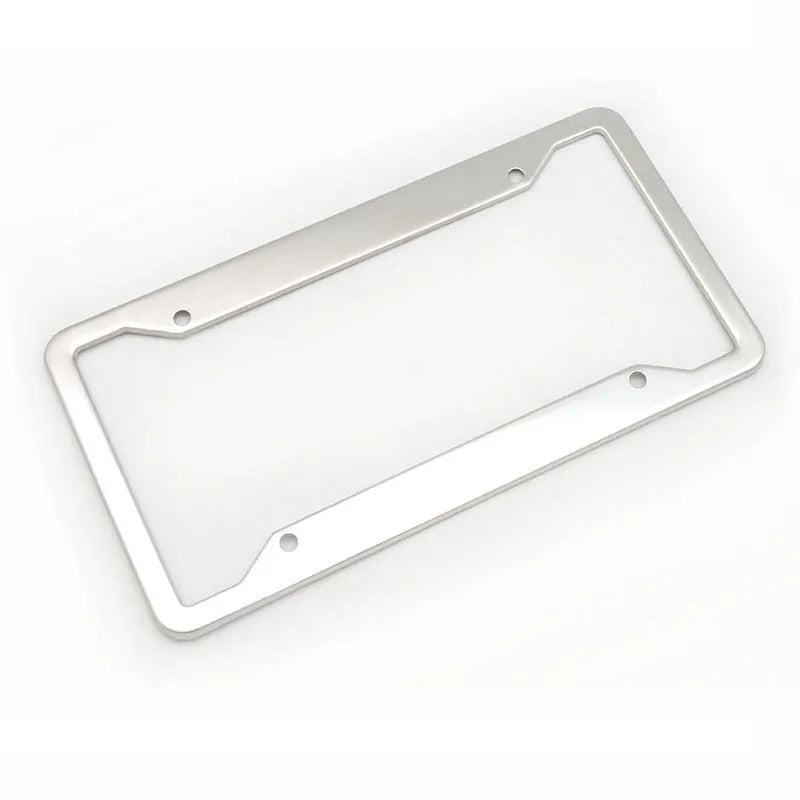 Aluminium alloy stainless steel license plate frame in black finish showing vehicle registration plate protection