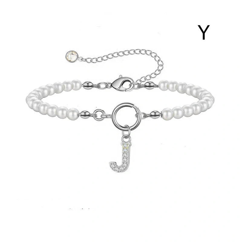 2024 fashion initial pearl bracelet for women with toggle clasp