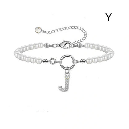 2024 fashion initial pearl bracelet for women with toggle clasp
