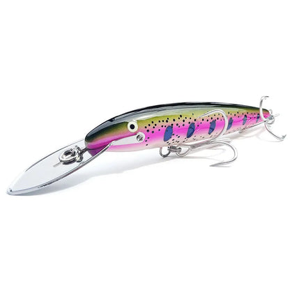 Luminous ABS fishing lure with iron tongue, 17.5cm x 2.2cm x 1cm, shown in one of six colours TZMN01 to TZMN06