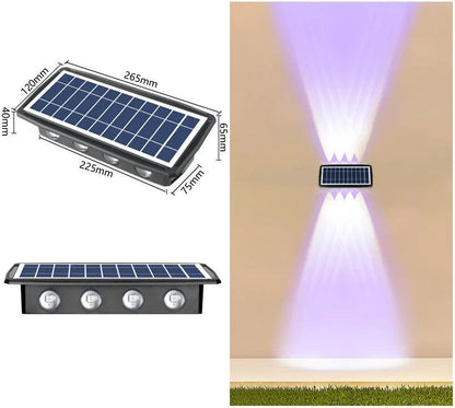 Solar outdoor wall light with 4 LED beads, ABS PC body, white warm yellow colour light options