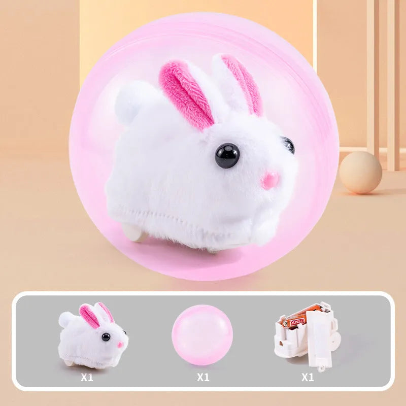 Hamster rolling ball toy with transparent plastic sphere and plush shell in beige hamster-gronder colour