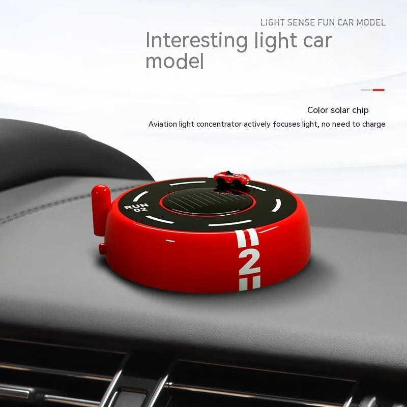 Aromatherapy car decoration light sense model solar perfume dispenser creative personality fragrance round shape USB powered modern style colour options black red white