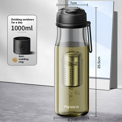 Magnetic bubble tea cup with black Tritan construction and insulated leather ring showing separation mechanism