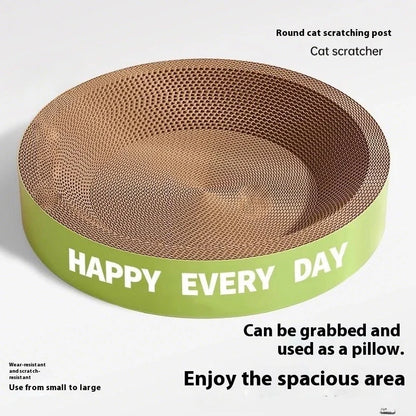 Green round cat nest with integrated scratching surfaces, 50cm diameter and 55cm height
