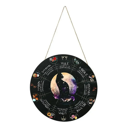Wooden decorative pendant with disc design, 29.5 cm boxwood gift for holidays and gifting